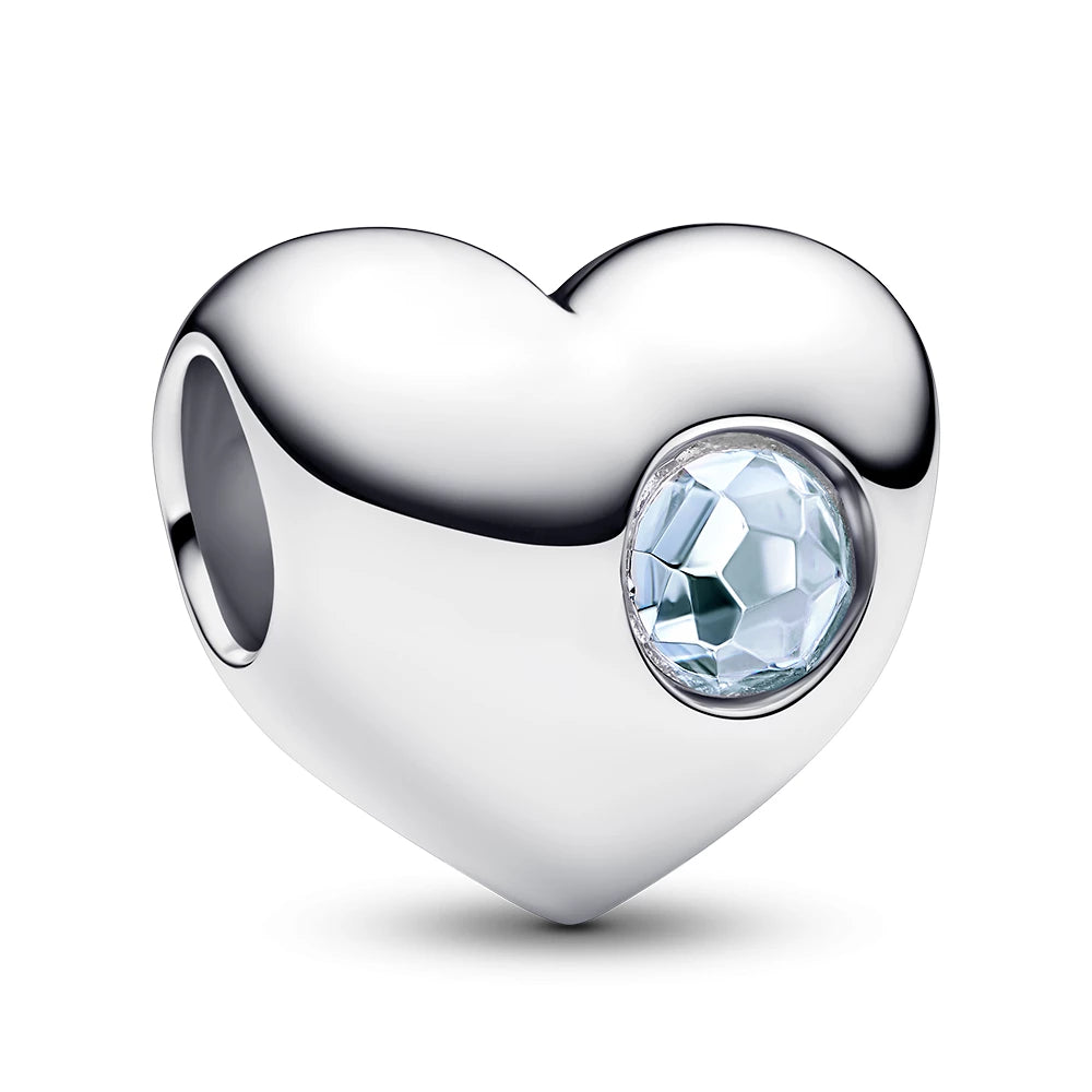Pandora Engravable Sea Aqua Blue Stone Heart Charm