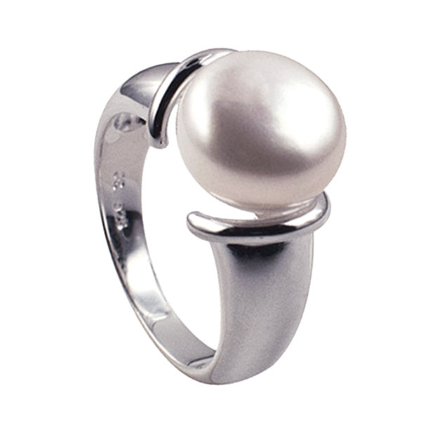 Sterling Silver Freshwater Button Pearl Ring