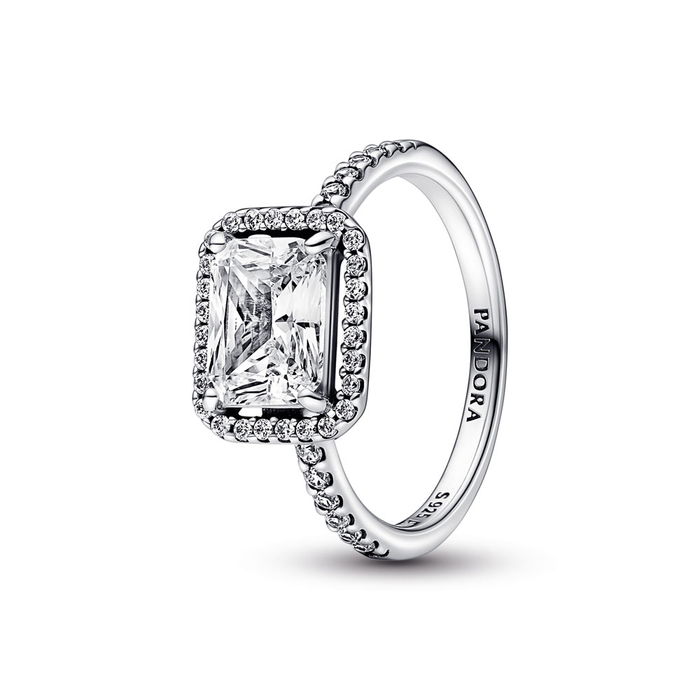 Sterling silver ring with clear cubic zirconia