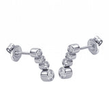 Sterling Silver Graduating Bezel Set White CZ Studs
