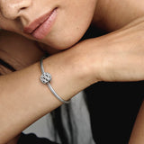 Sparkling Round Openwork Charm w CZ