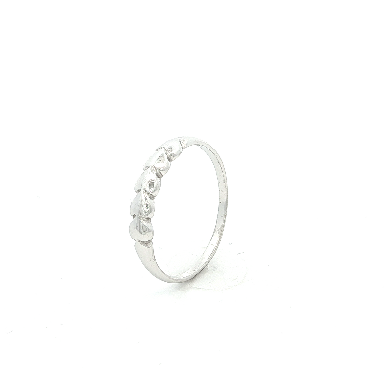 Solid Heart Dress Ring in White Gold