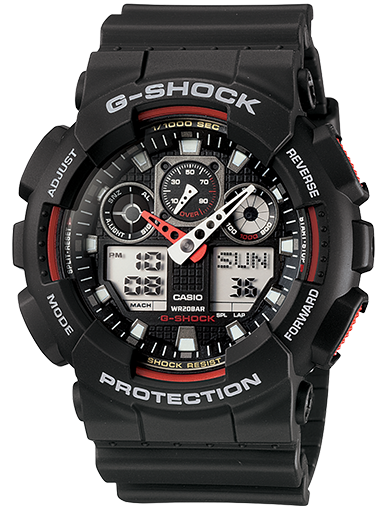 Casio G-Shock Black & Red Digital-Analog Gent's Watch GA100-1A4