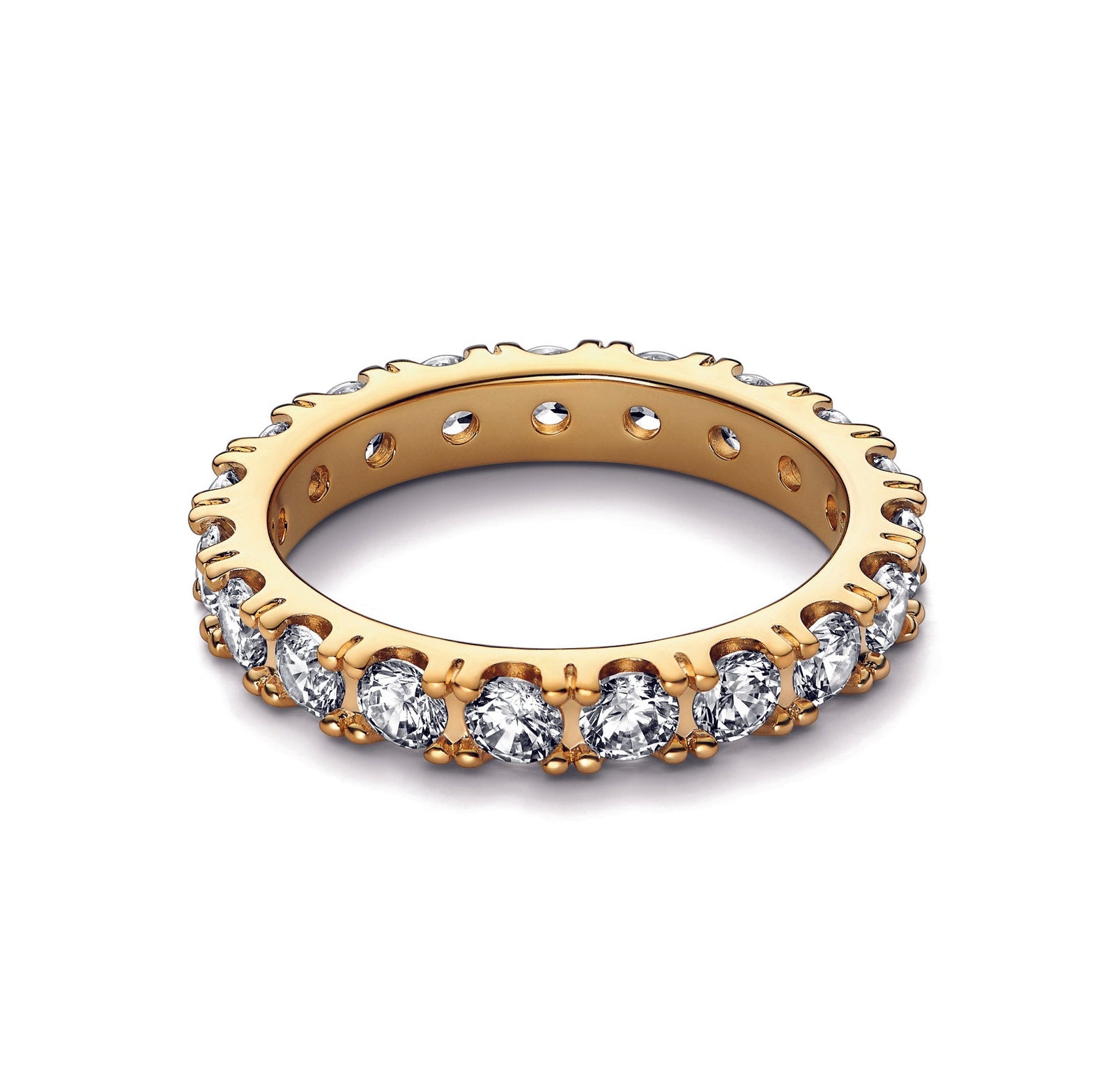 14k Gold-plated ring with clear cubic zirconia
