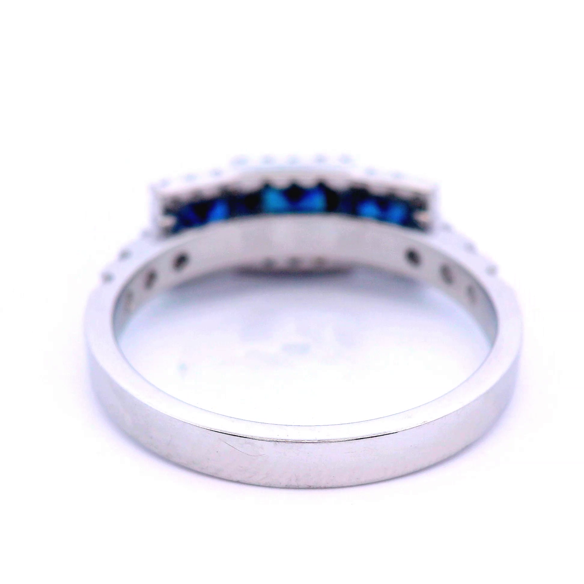 Triple Sapphire Stone Dress Ring in White Gold