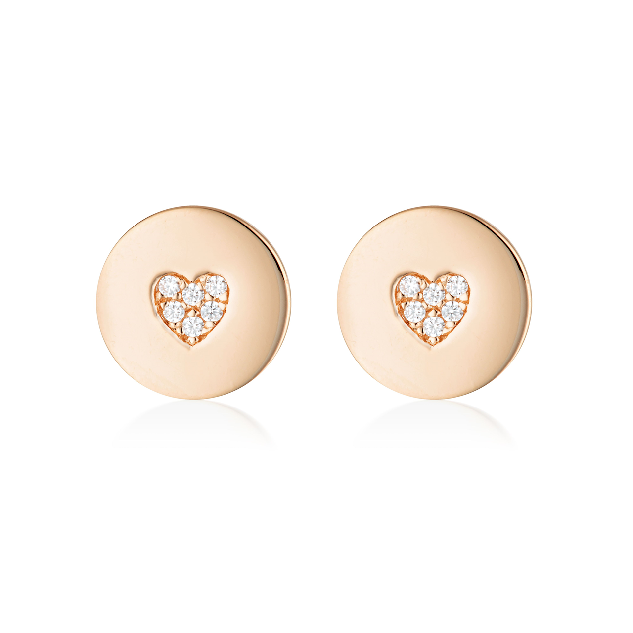 Georgini Rock Star Heart Disc Earrings Rose Gold