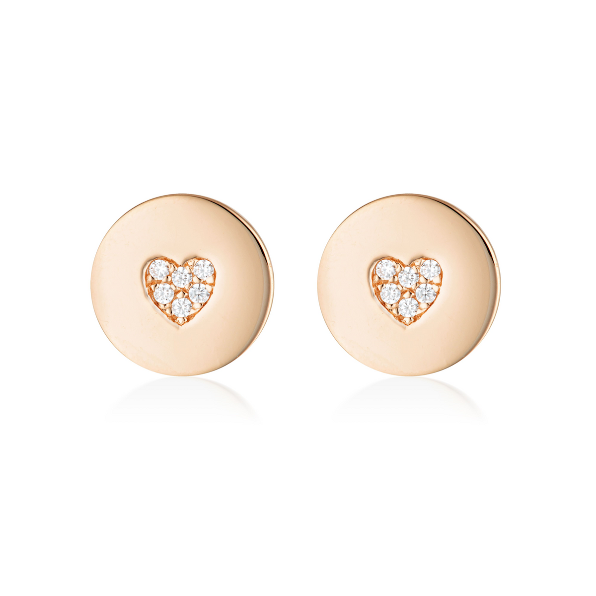 Georgini Rock Star Heart Disc Earrings Rose Gold