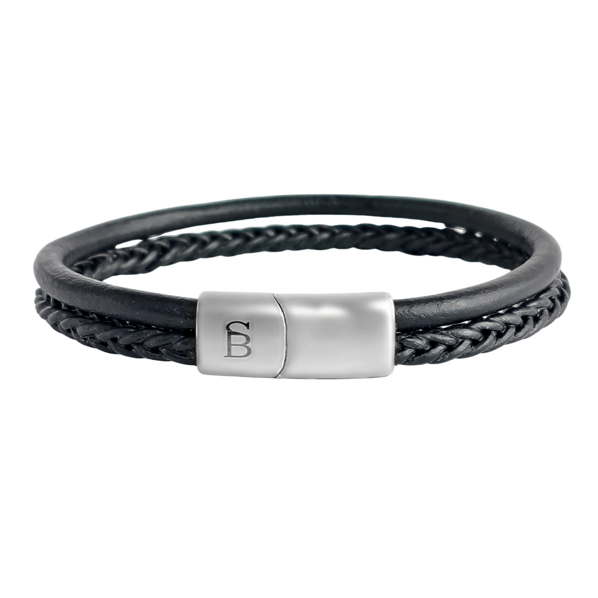 Denby - Black -Double Stack Braided Leather Bracelet