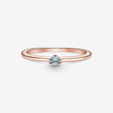 Pandora Rose Solitaire Ring w Light Blue Crystal