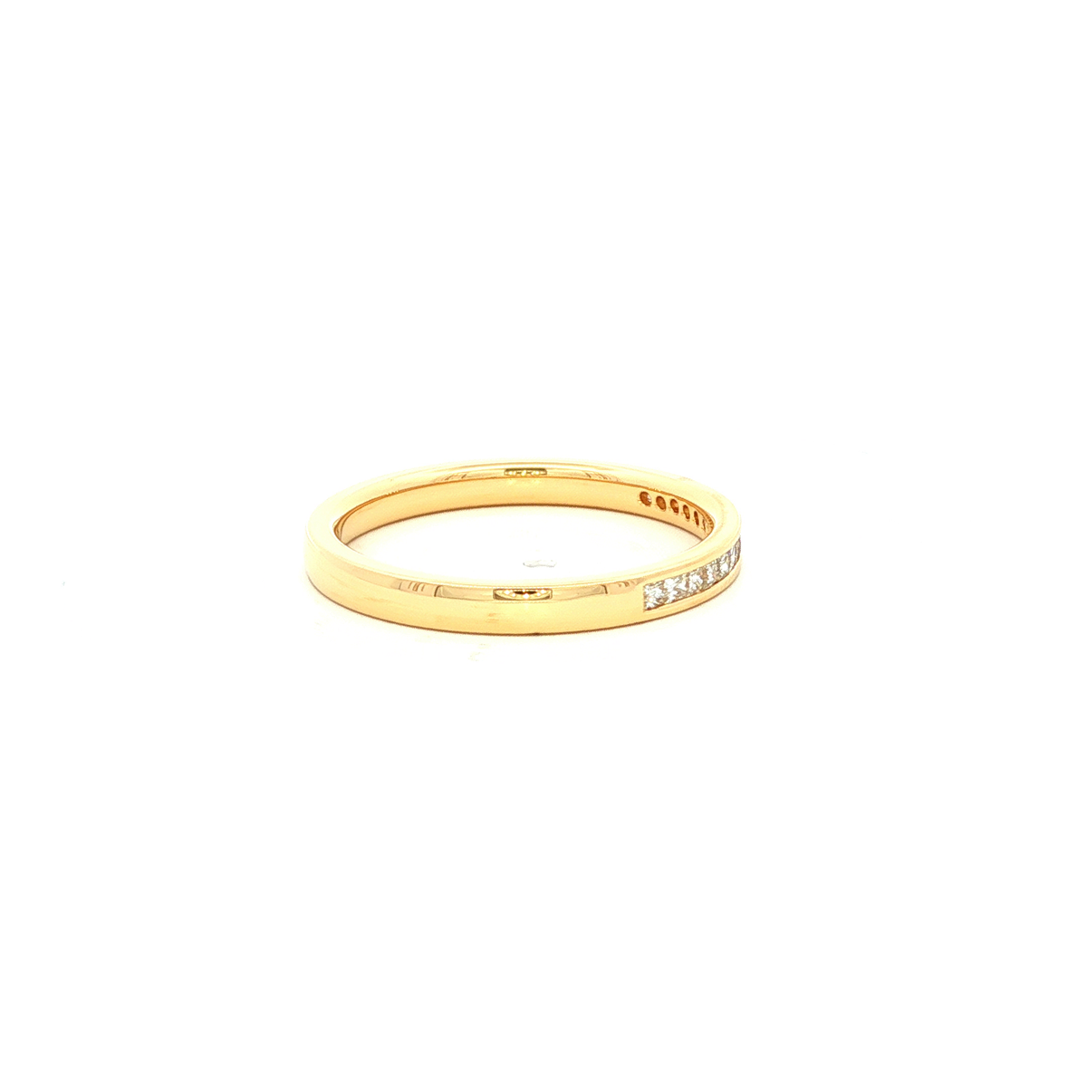 Straight Chanel Set Diamond Wedding Band in Yellow Gold