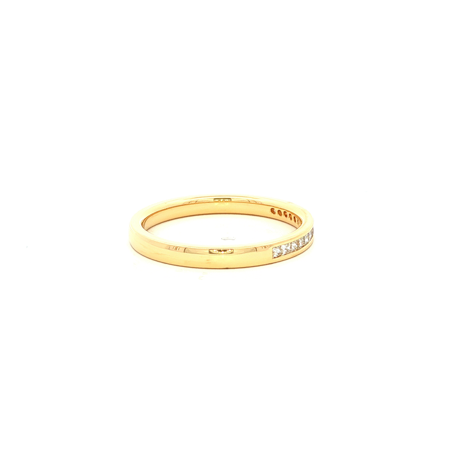 Straight Chanel Set Diamond Wedding Band in Yellow Gold