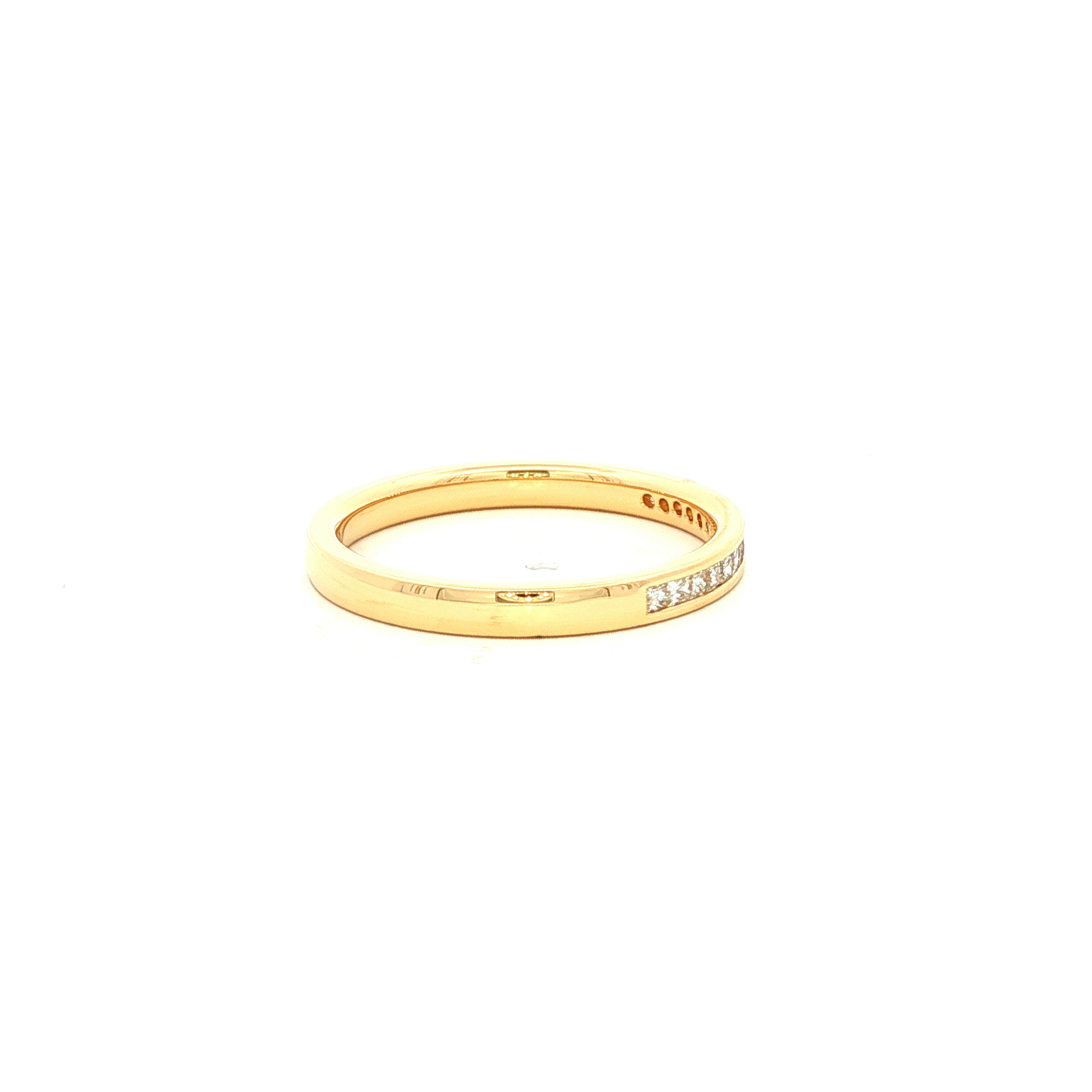 Straight Chanel Set Diamond Wedding Band in Yellow Gold