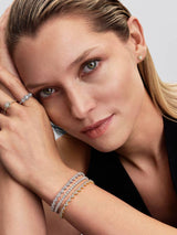 Heart sterling silver tennis bracelet with clear cubic zirconia