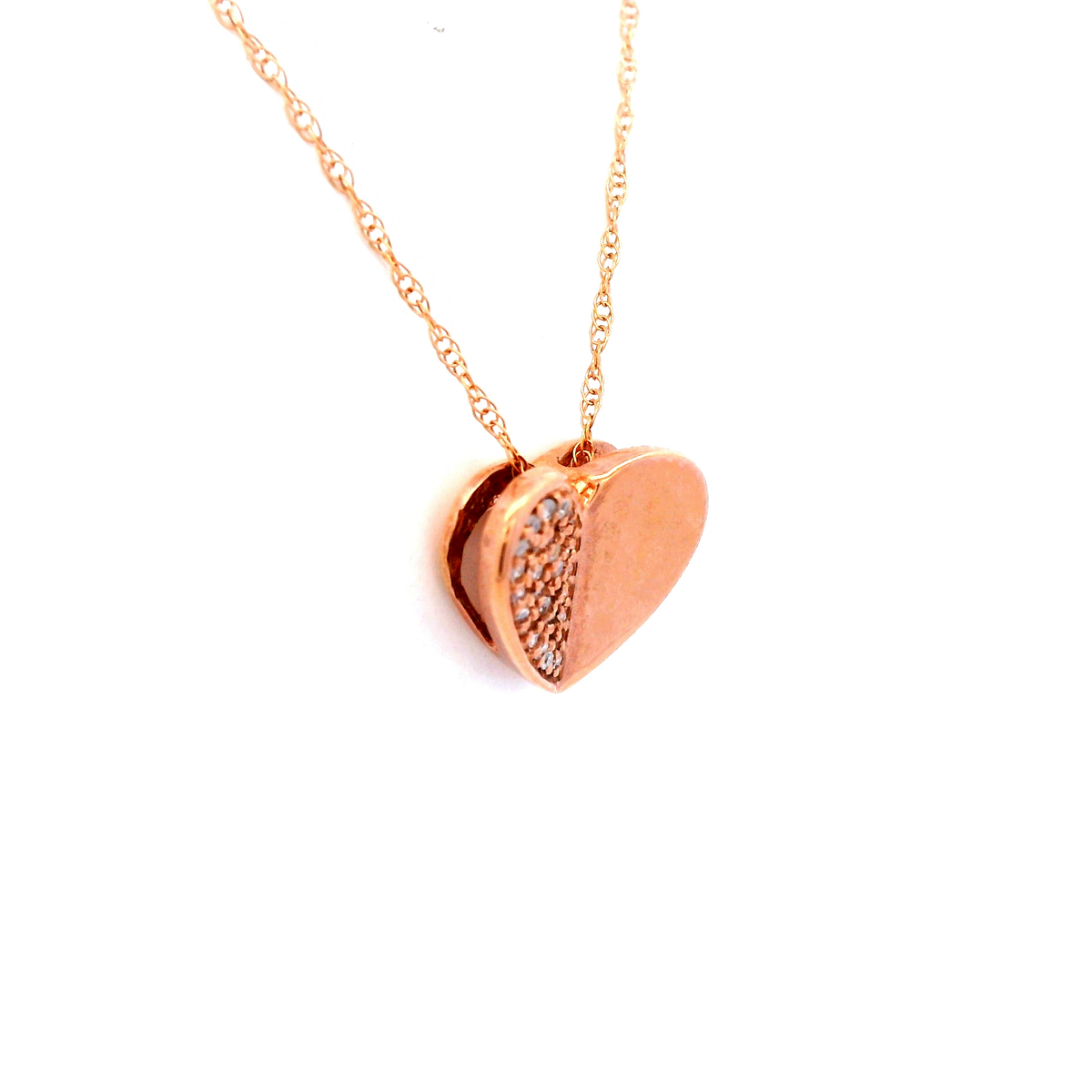 Diamond Heart Pendant in 9 Carat Rose Gold