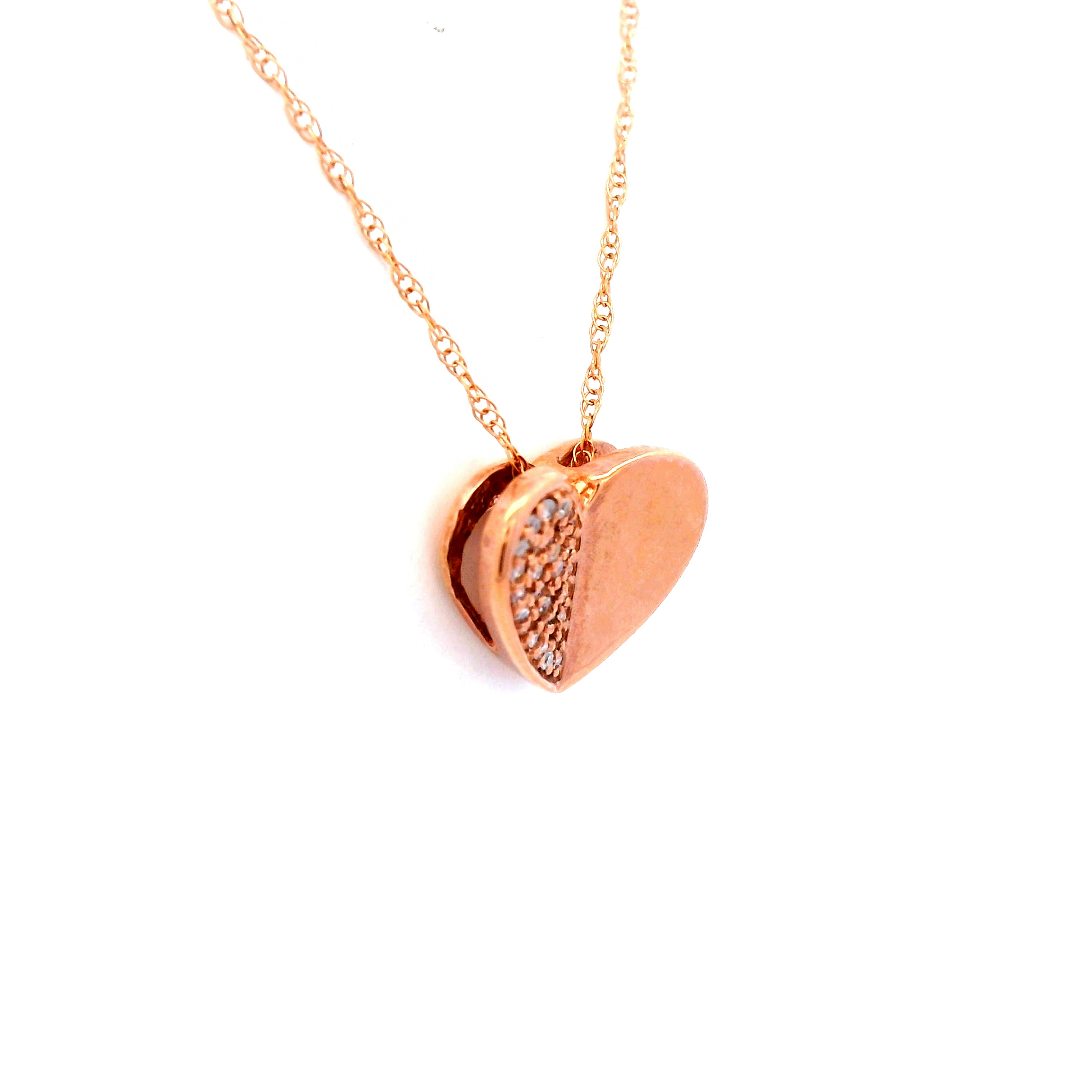Diamond Heart Pendant in 9 Carat Rose Gold