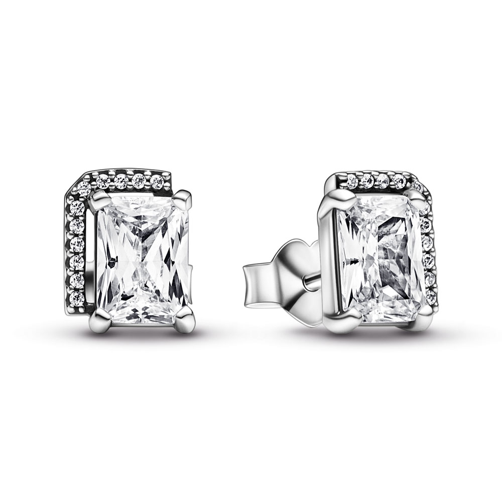 Rectangular Halo Earrings