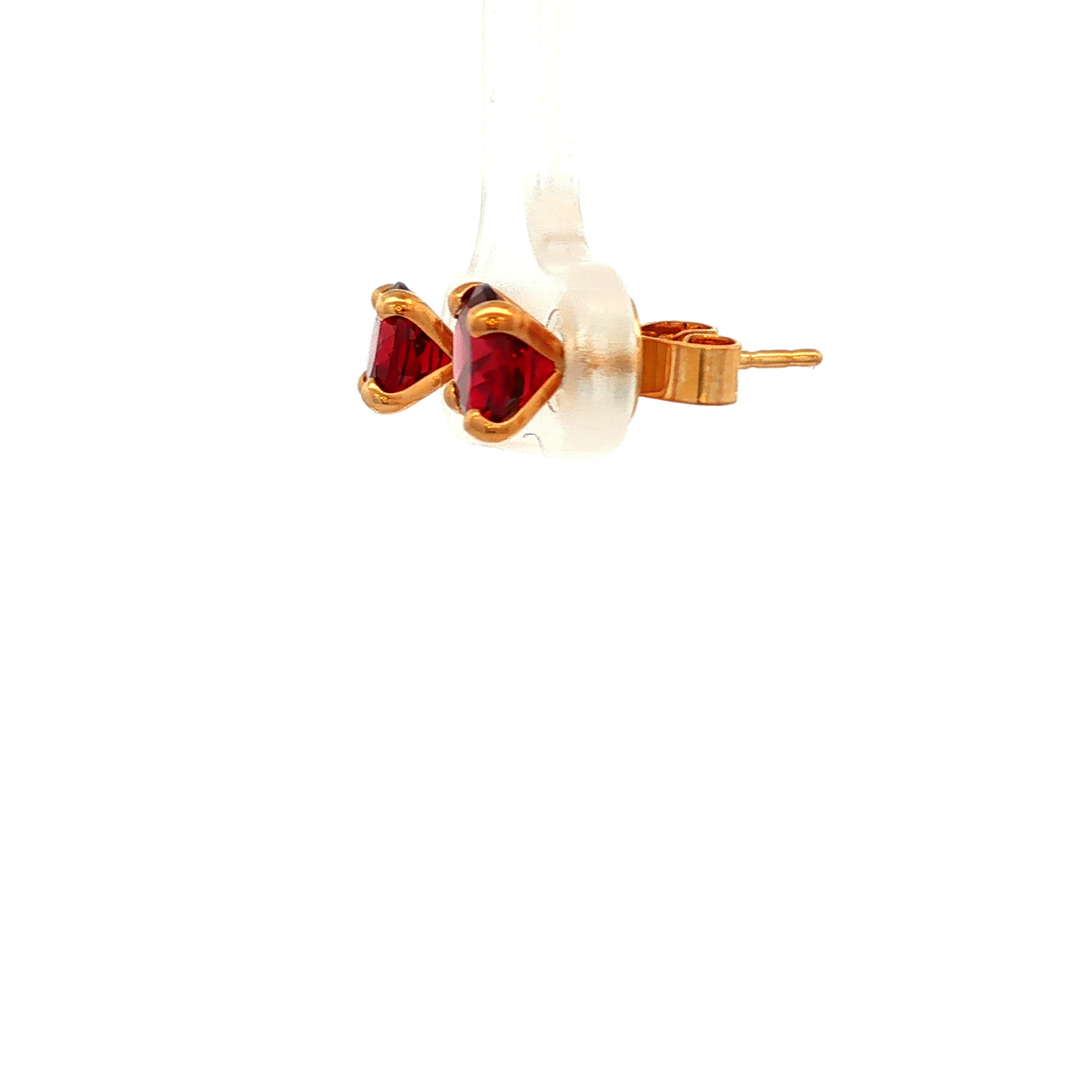 4 Claw Setting Round Garnet Gemstone Stud Earrings in Yellow Gold