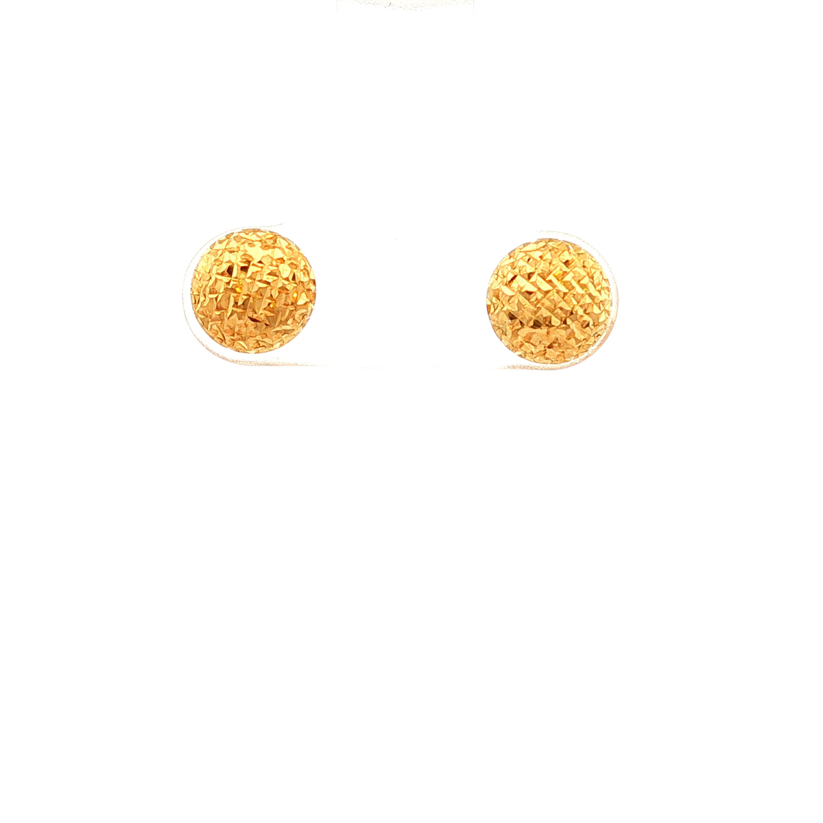 Textured Button Stud Earrings in Yellow Gold