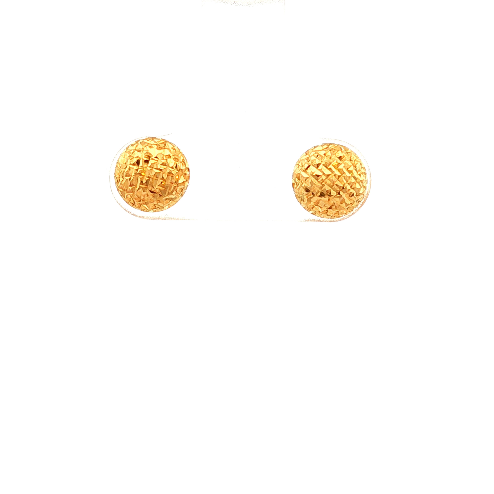 Textured Button Stud Earrings in Yellow Gold