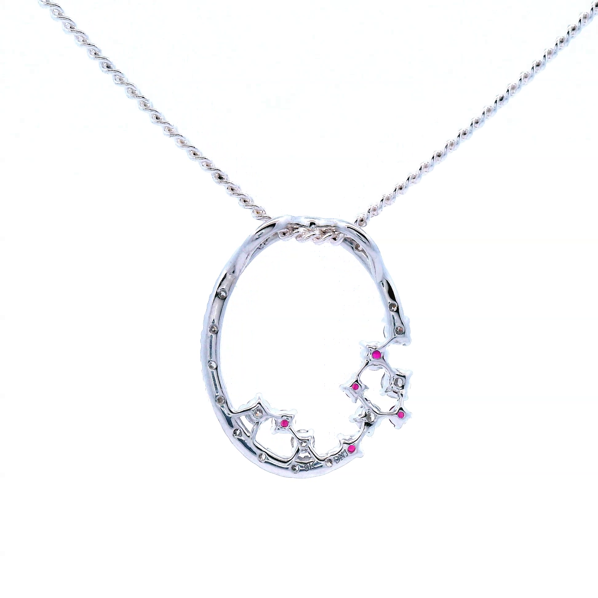 Diamond & Ruby Oval Pendant