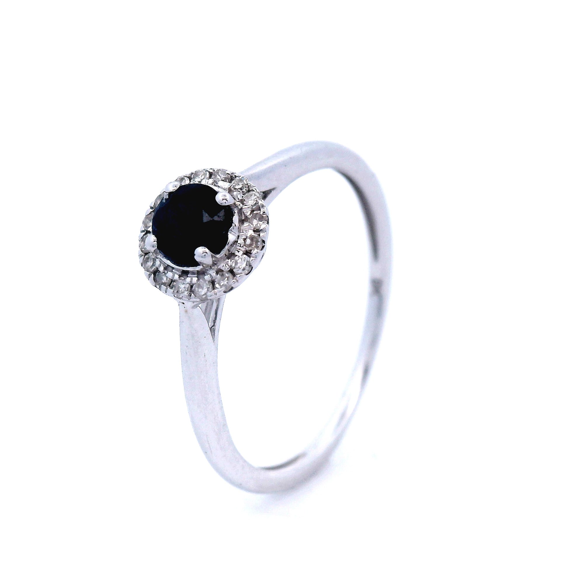 Sapphire and Diamond Halo Dress Ring in White Gold - Burrows Jewellers Sapphire and Diamond Halo Dress Ring in White Gold - Burrows Jewellers