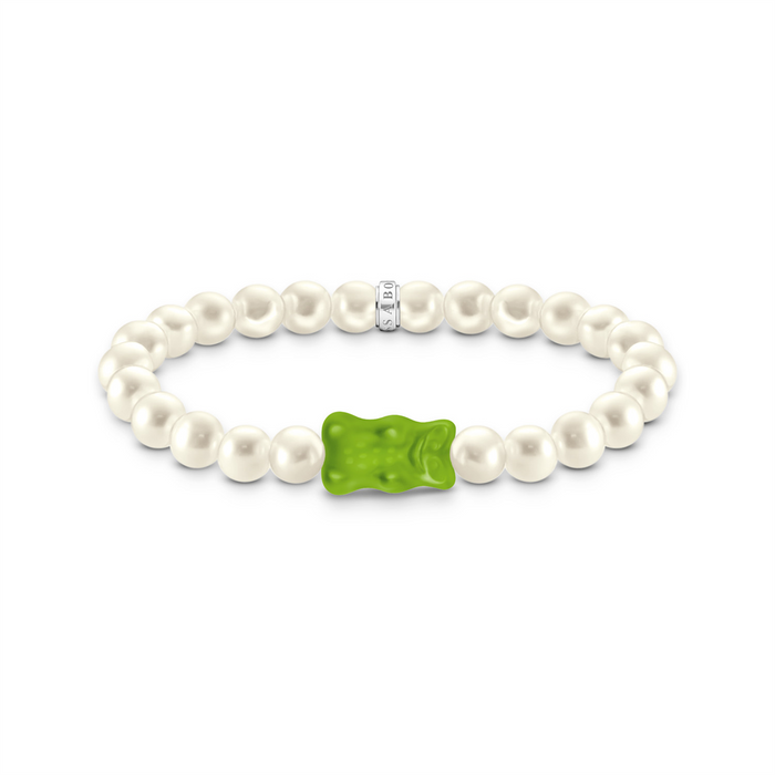 Thomas Sabo Pearl Bracelet with Green Goldbears