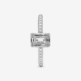 Ice cube silver ring with clear cubic zirconia