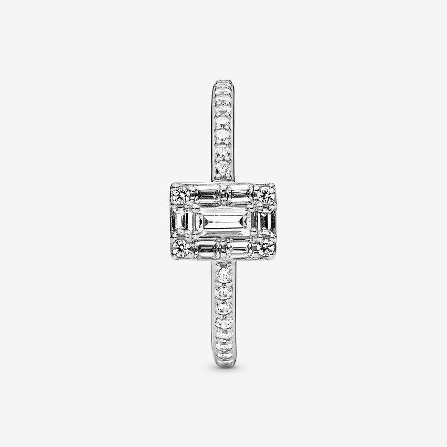 Ice cube silver ring with clear cubic zirconia