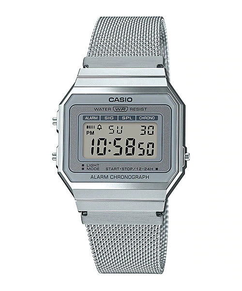 Casio Vintage Silver-Tone Steel Mesh Digital Women's Watch A700WM-7A