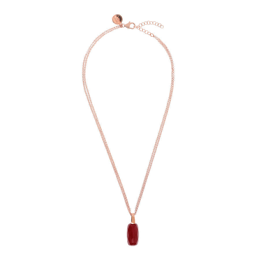 Bronzallure Incanto Scrabble Necklace with Natural Red Quartz Stone
