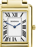 Sekonda Mens Gold Guilloche Dial Watch Stainless Steel Bracelet 28mm