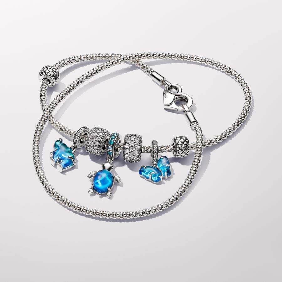 Blue Murano Glass Elephant Dangle Charm