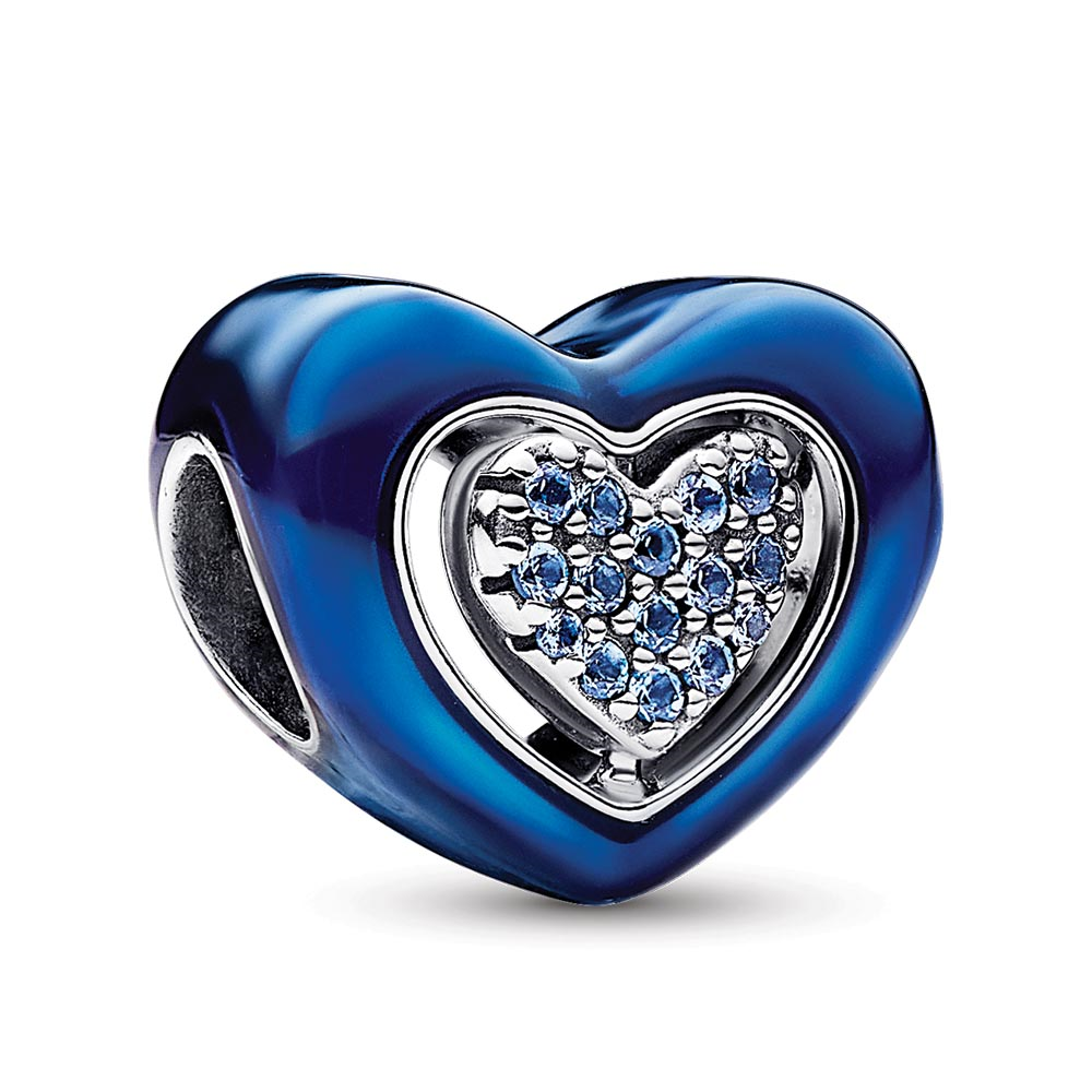 Pandora Blue Spinnable Heart Charm