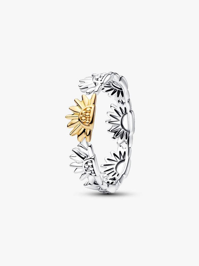 Sunflower sterling silver and 14k gold-plated ring