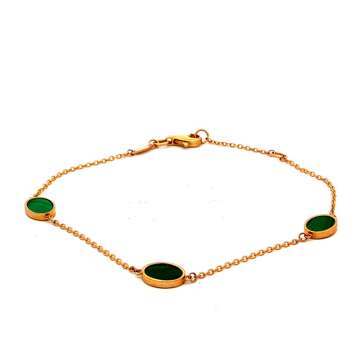 Malachite Oval Bracelet in Yellow Gold