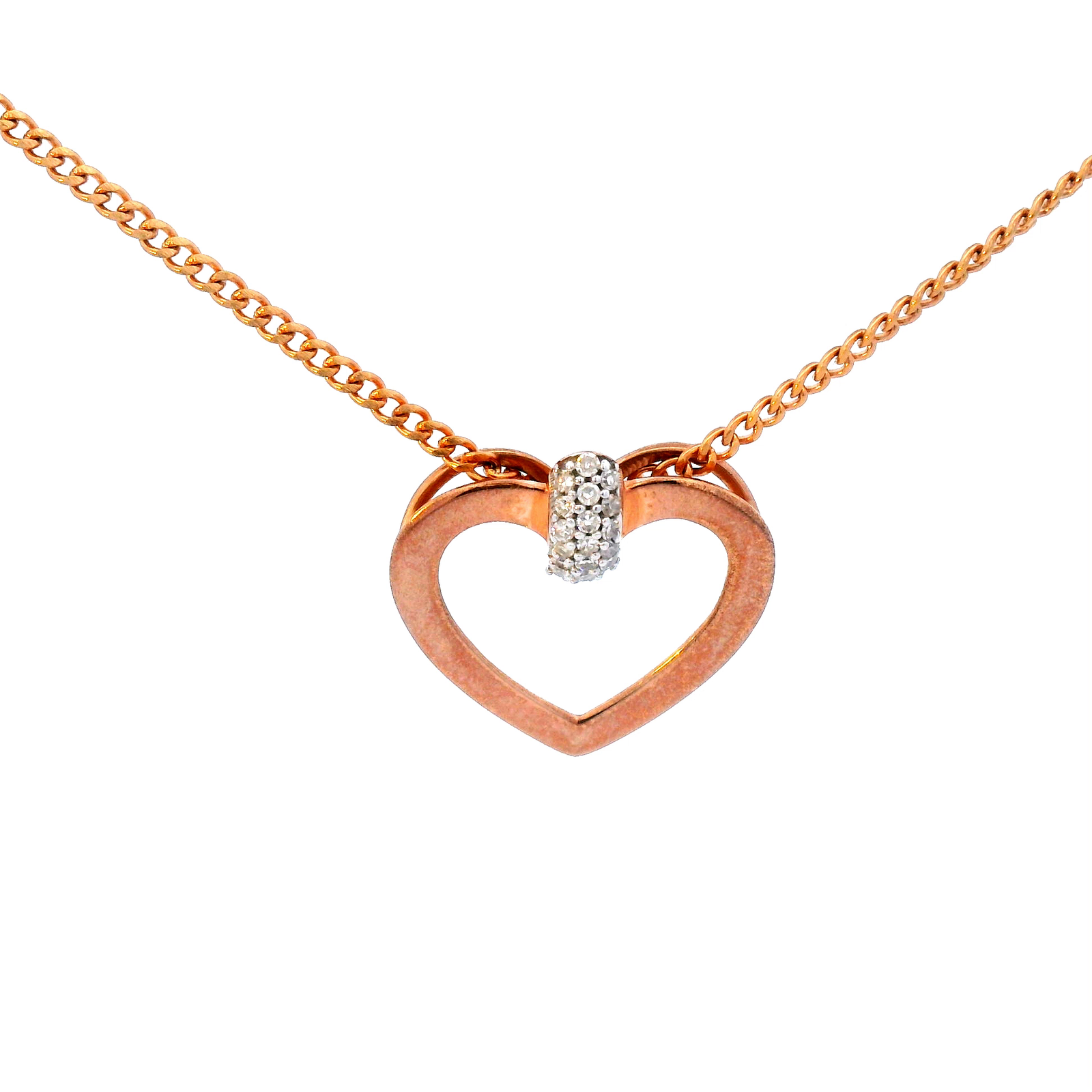 Rose/White Gold Heart Diamond Pendant
