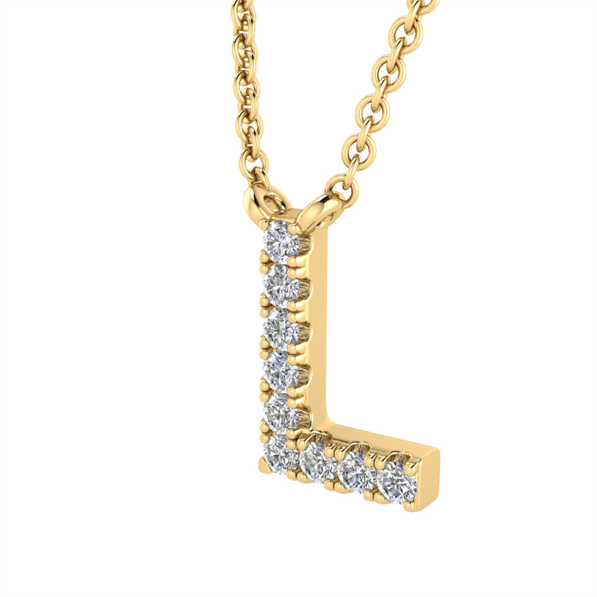 Diamond Set "S" Initial Necklace in 9 carat Yellow Gold