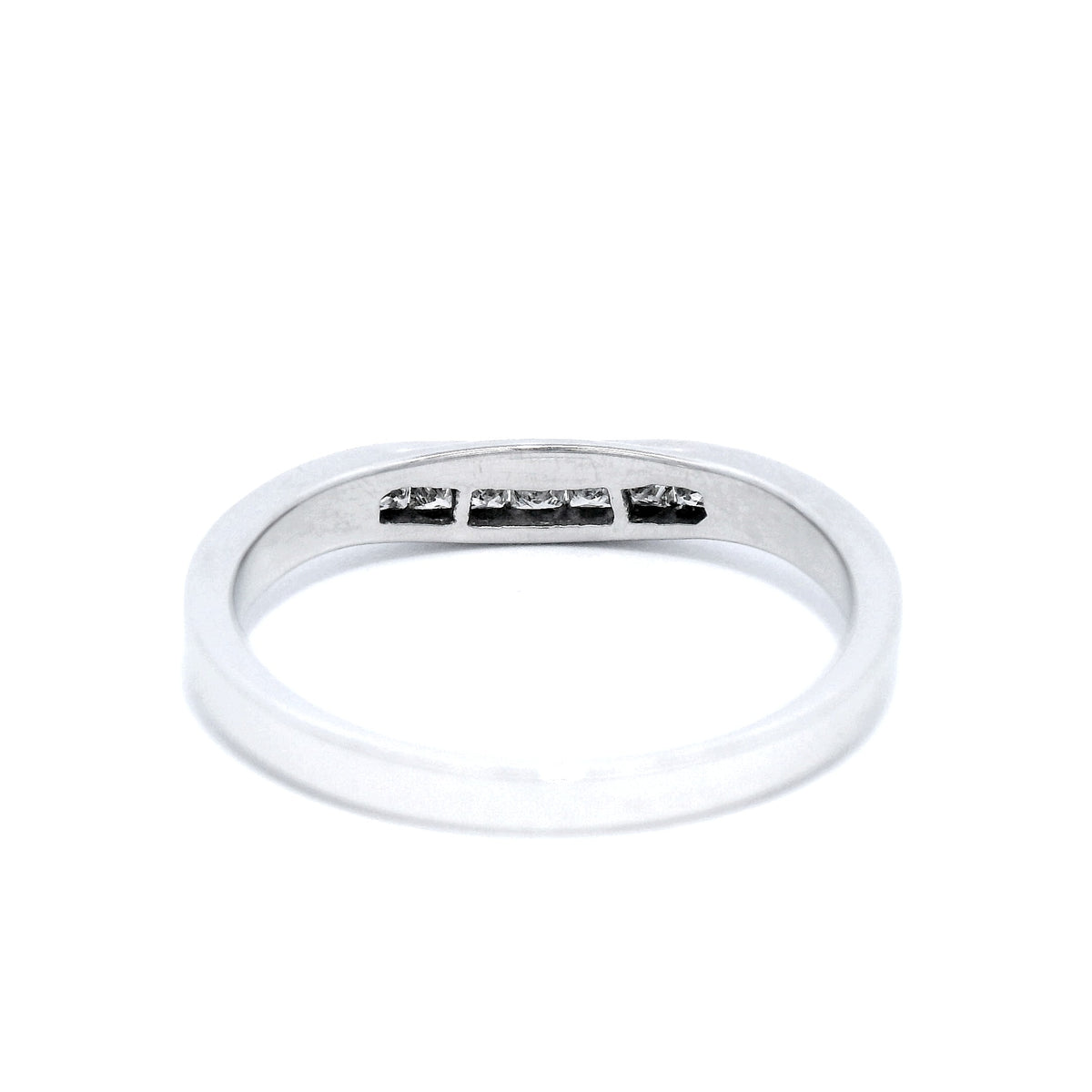 Diamond Princess Cut Channel Set Curved Eternity Ring in White Gold