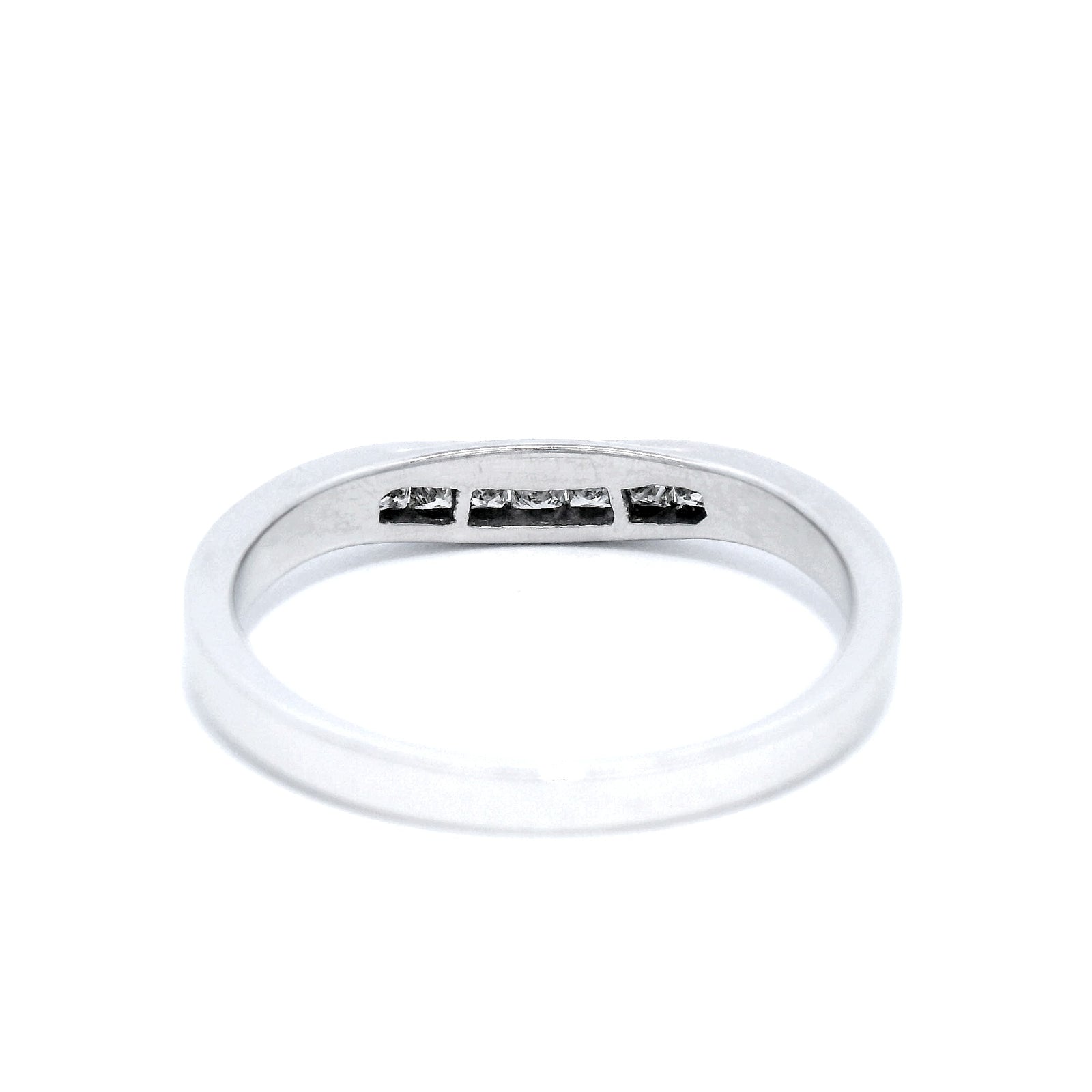 Diamond Princess Cut Channel Set Curved Eternity Ring in White Gold