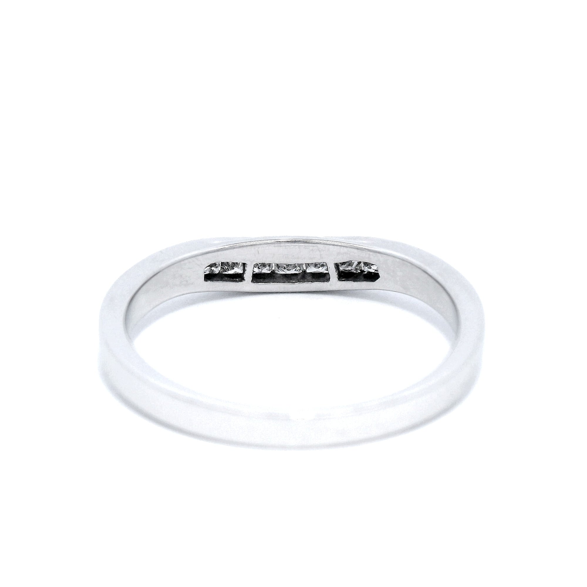 Diamond Princess Cut Channel Set Curved Eternity Ring in White Gold