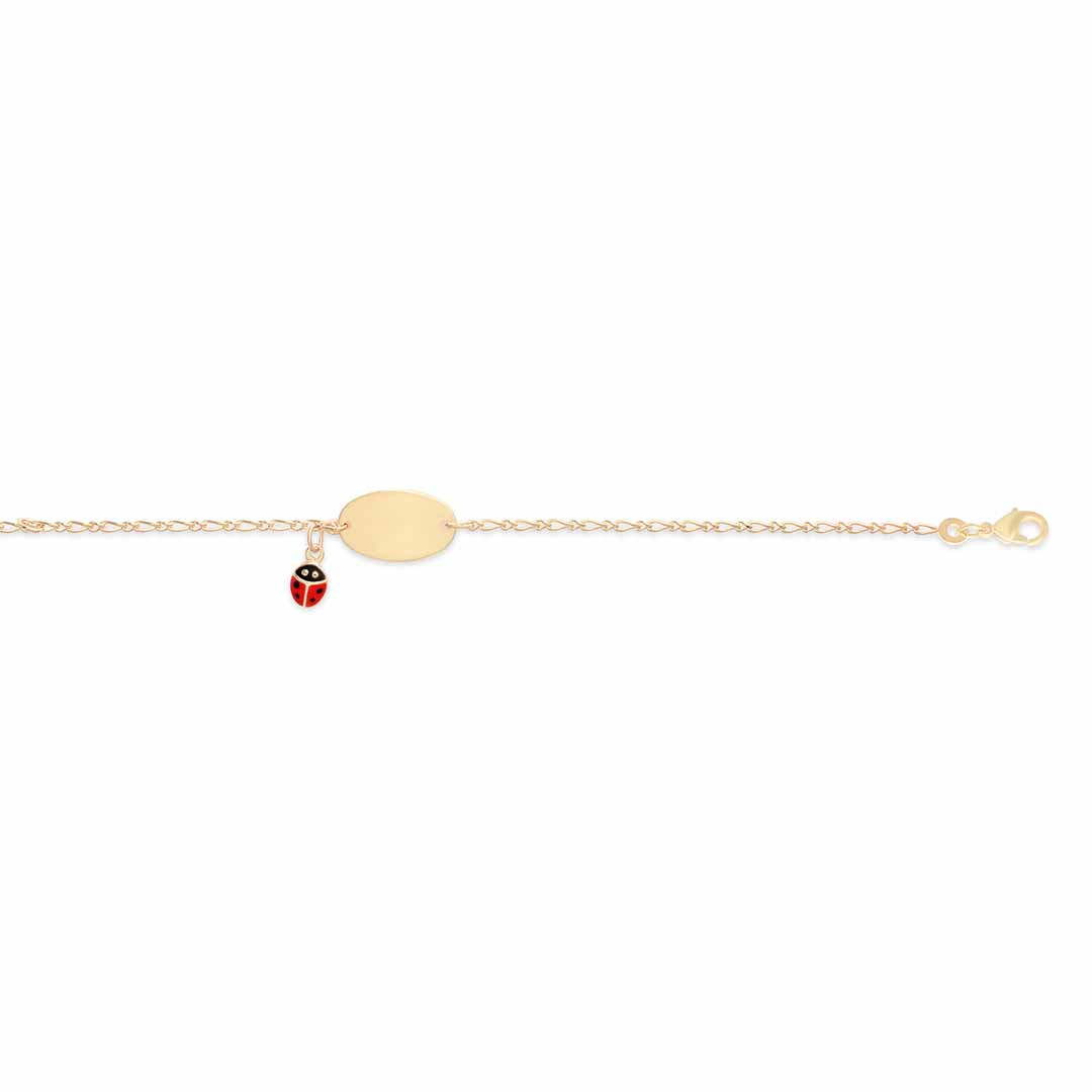 Lady Bettle & Oval Plate Bracelet in Yellow Gold