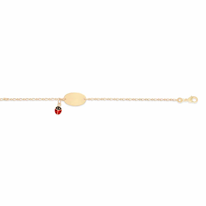 Lady Bettle & Oval Plate Bracelet in Yellow Gold