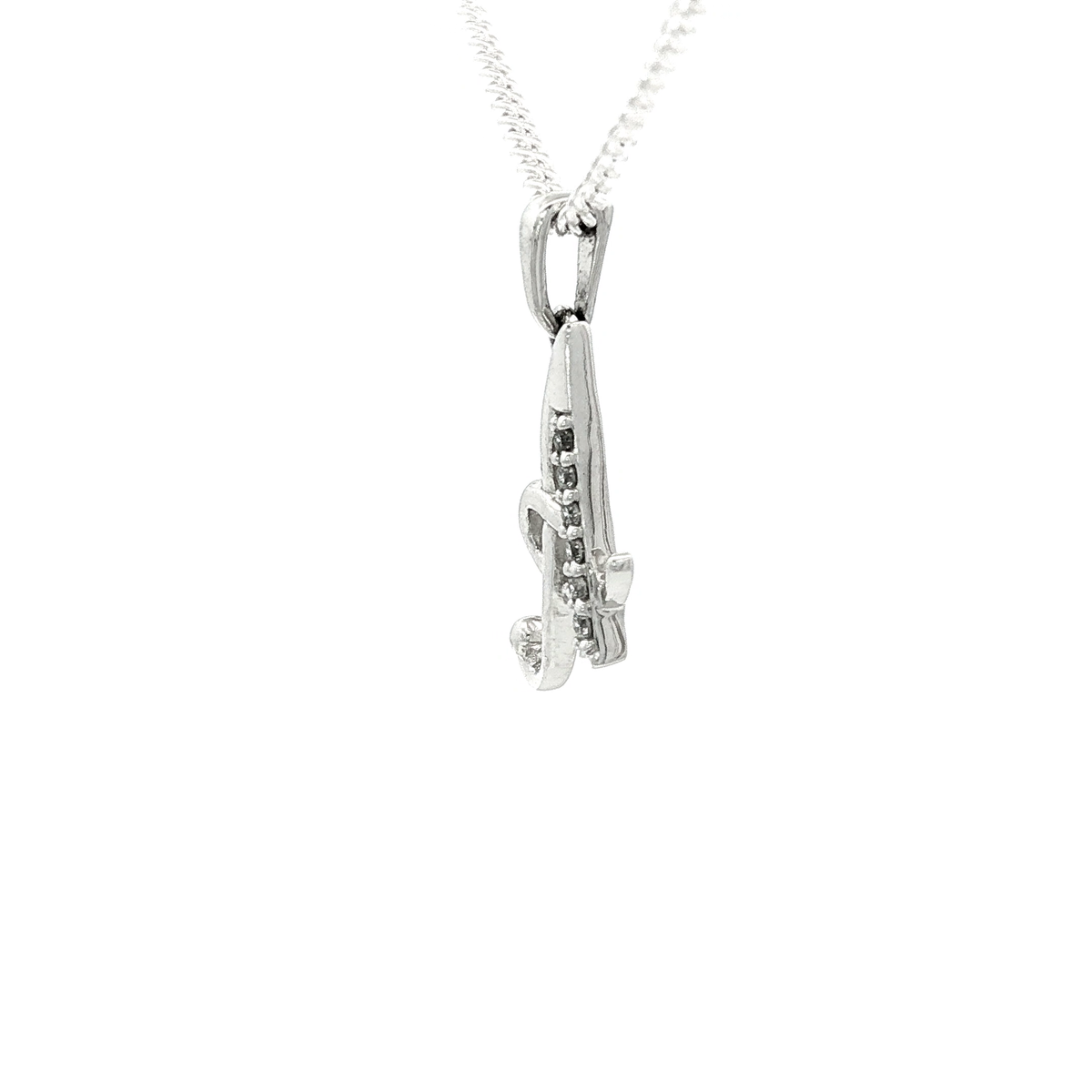 White Gold over Silver Diamond Initial 'H' Charm Necklace