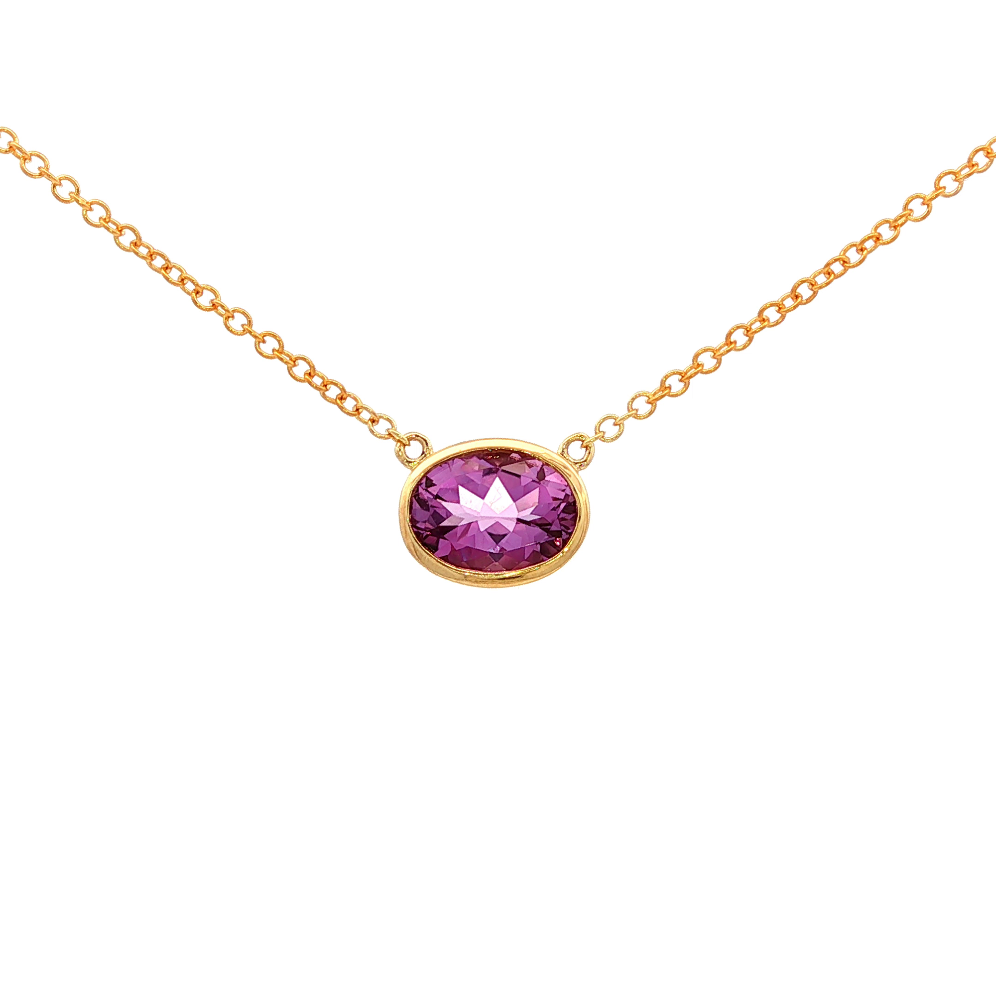 Oval Amethyst Pendant in Yellow Gold