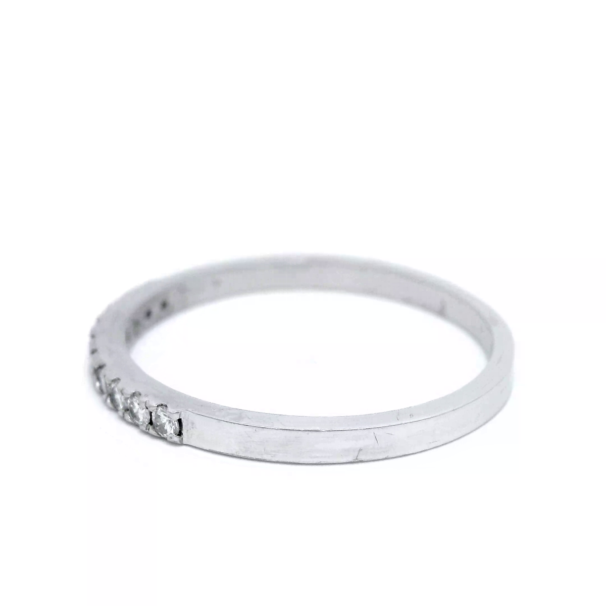 9ct White Gold 0.12ct F/SI2 Diamond Set Wedder SZ N