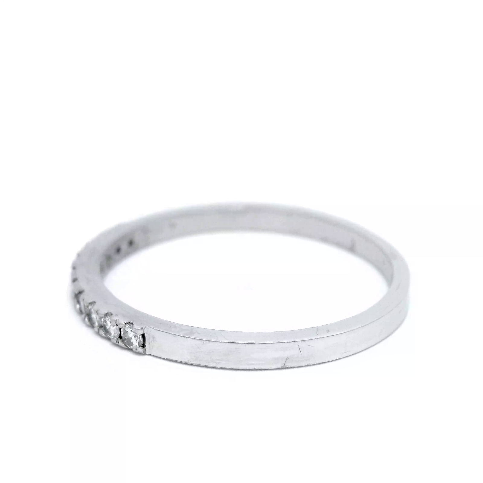 9ct White Gold 0.12ct F/SI2 Diamond Set Wedder SZ N