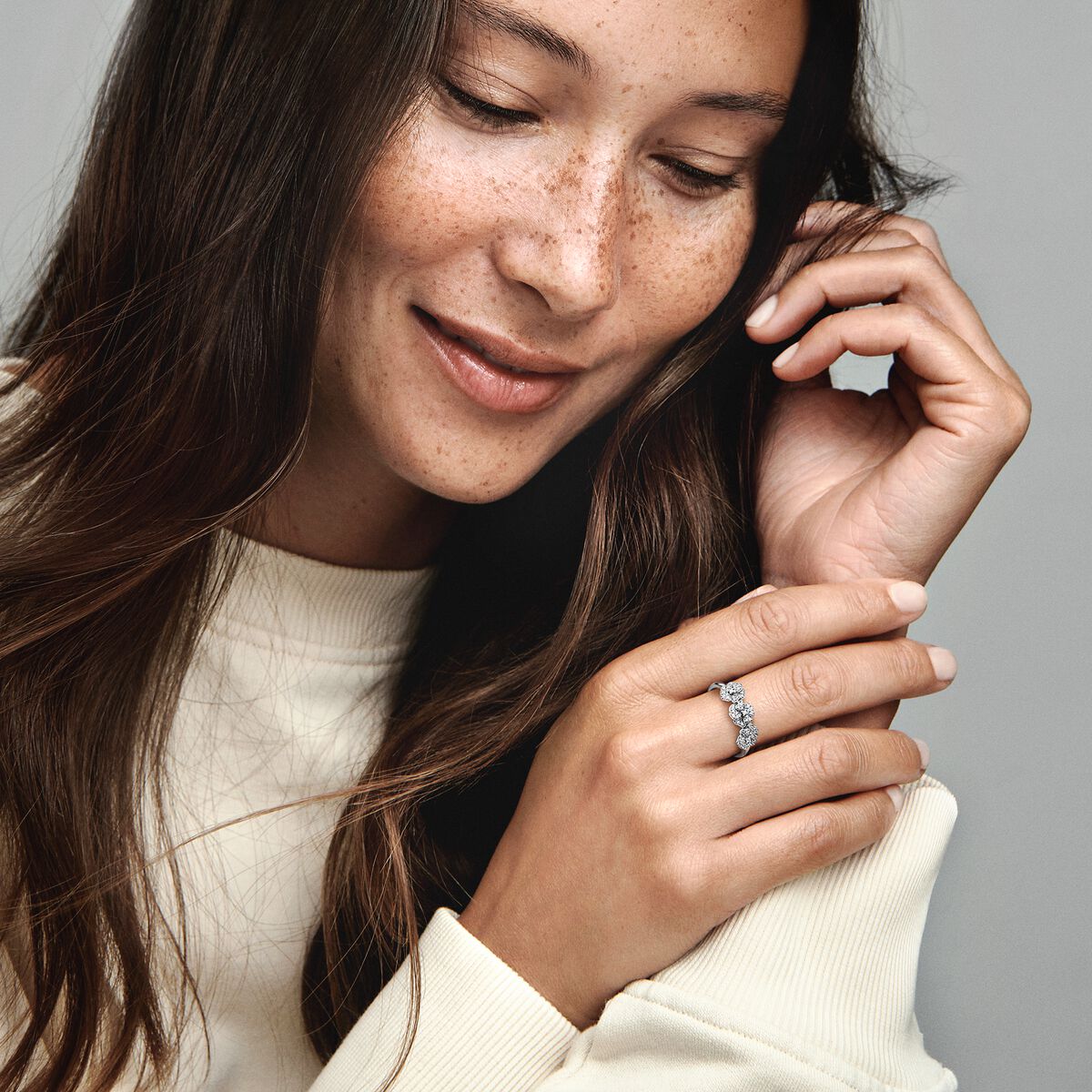 Pandora Triple Pansy Flower Ring