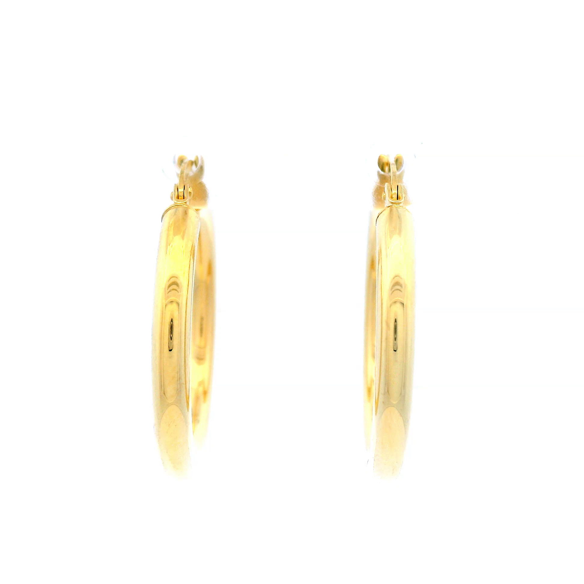 20mm Plain Hoop Earrings in Yellow Gold