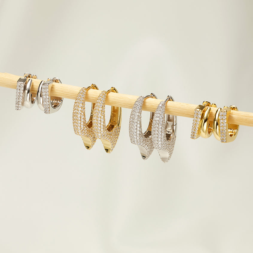 Ania Haie Gold Pavé Double Huggie Hoop Earrings