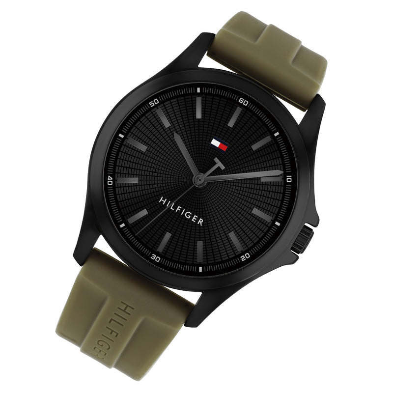Tommy Hilfiger Green Silicone Black Dial Men's Watch